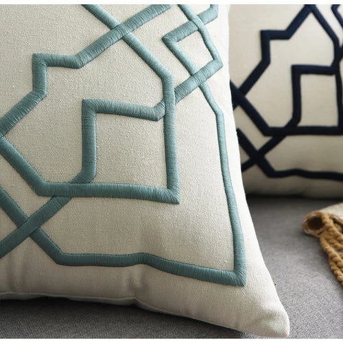 Modern Geometric Embroidery Cotton Throw Pillow Covers - The Finishing Touch Decor