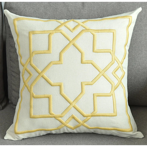 Modern Geometric Embroidery Cotton Throw Pillow Covers - The Finishing Touch Decor