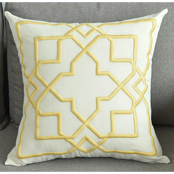 Modern Geometric Embroidery Cotton Throw Pillow Covers - The Finishing Touch Decor