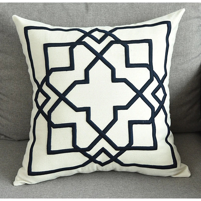 Modern Geometric Embroidery Cotton Throw Pillow Covers - The Finishing Touch Decor