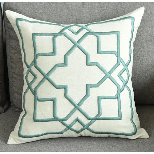 Modern Geometric Embroidery Cotton Throw Pillow Covers - The Finishing Touch Decor