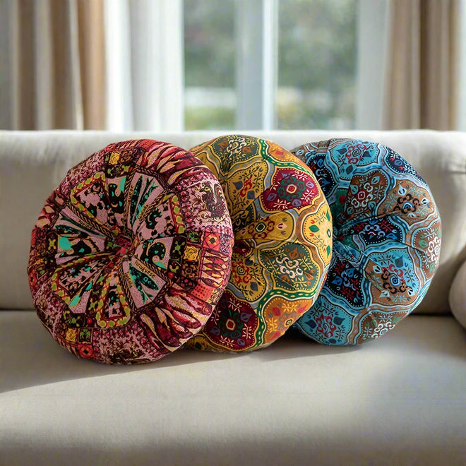 Round Large Pillow Floor Seating Meditation Pillow w/ Insert - The Finishing Touch Decor