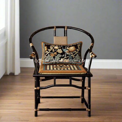 Peacock Floral Velvet Throw Pillow Cover, Chair Cushion - The Finishing Touch Decor