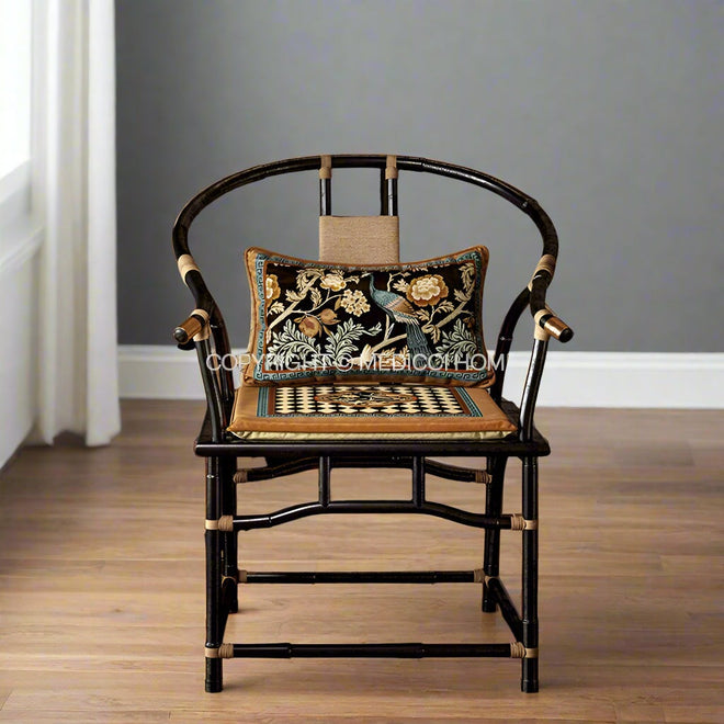 Peacock Floral Velvet Throw Pillow Cover, Chair Cushion - The Finishing Touch Decor