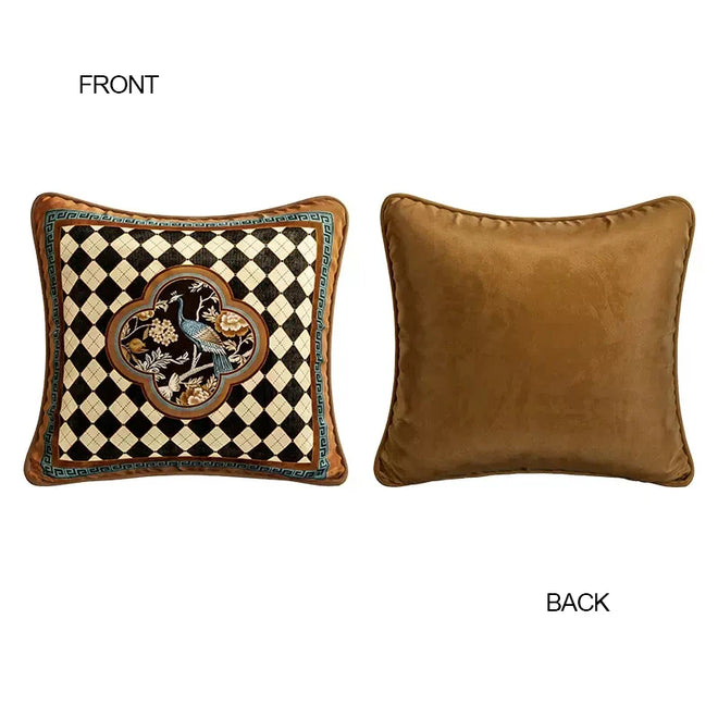 Peacock Floral Velvet Throw Pillow Cover, Chair Cushion - The Finishing Touch Decor