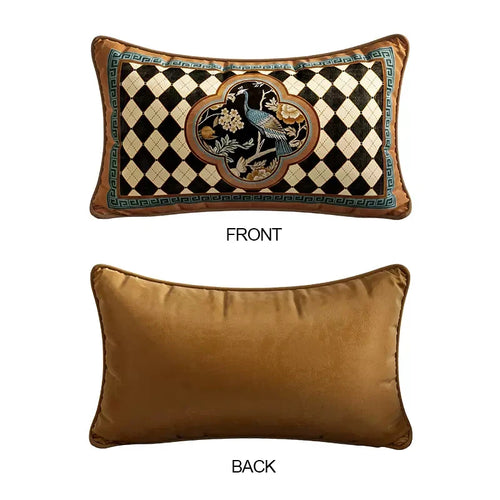 Peacock Floral Velvet Throw Pillow Cover, Chair Cushion - The Finishing Touch Decor