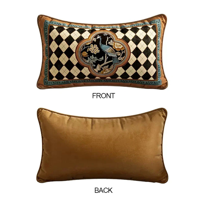 Peacock Floral Velvet Throw Pillow Cover, Chair Cushion - The Finishing Touch Decor