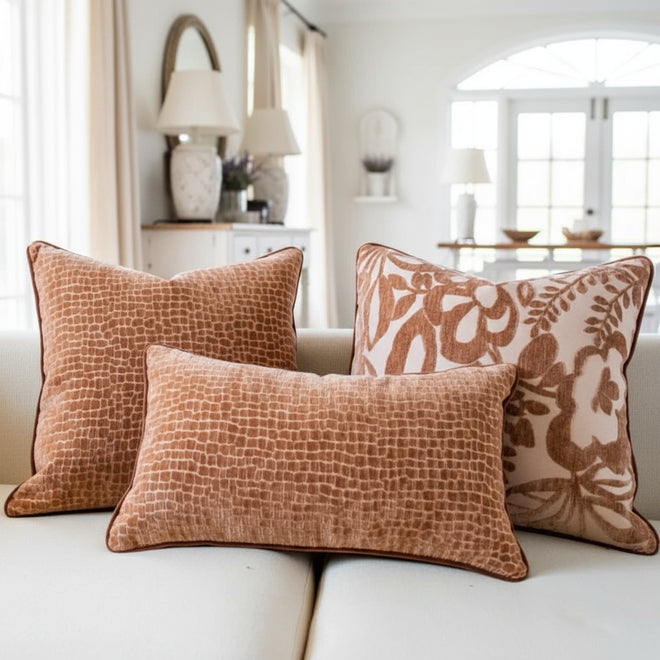 European Chenille Cushion Cover Jacquard Textured Pillow Cover Soft for Decorating Home and Hotel 45x45cm - The Finishing Touch Decor