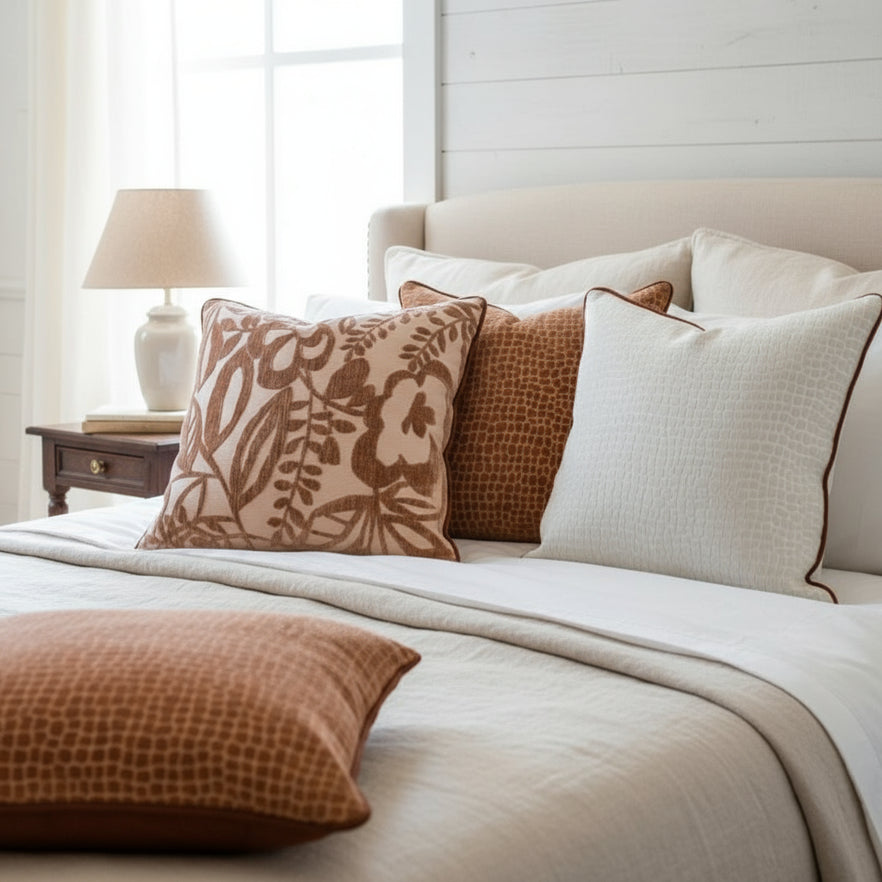 European Chenille Cushion Cover Jacquard Textured Pillow Cover Soft for Decorating Home and Hotel 45x45cm - The Finishing Touch Decor