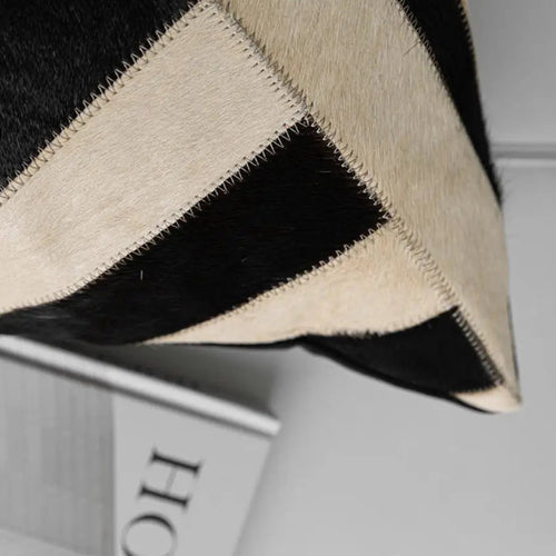Patchwork Cowhide Leather Striped Throw Pillow Covers - The Finishing Touch Decor