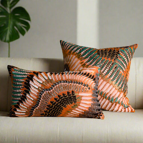 Moroccan Feather Motif Boho Style Throw Pillow Covers - The Finishing Touch Decor