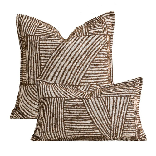 Relaxed Brown Striped Pattern Throw Pillow Covers - The Finishing Touch Decor