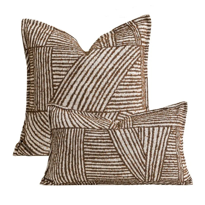 Relaxed Brown Striped Pattern Throw Pillow Covers - The Finishing Touch Decor