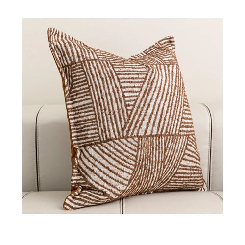 Relaxed Brown Striped Pattern Throw Pillow Covers - The Finishing Touch Decor