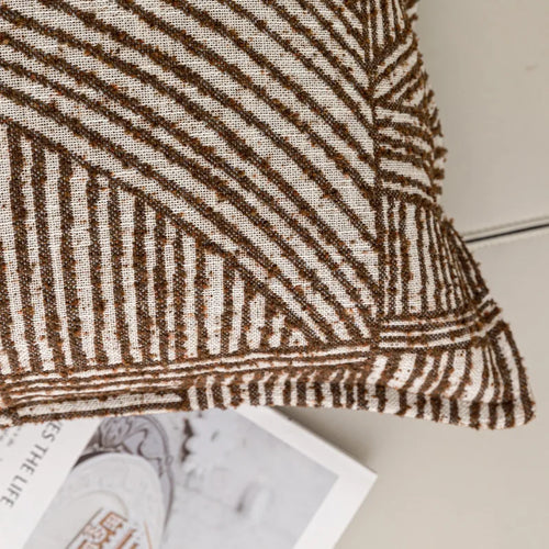 Relaxed Brown Striped Pattern Throw Pillow Covers - The Finishing Touch Decor