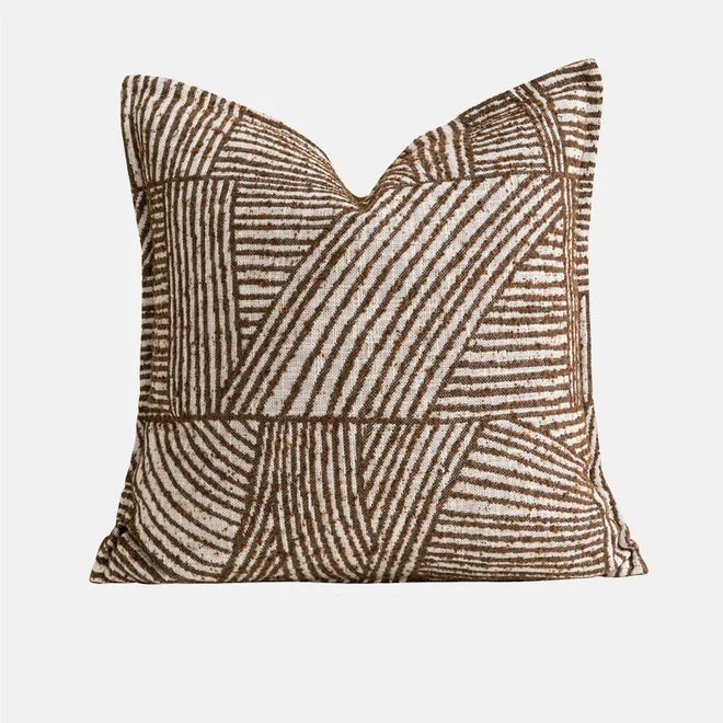 Relaxed Brown Striped Pattern Throw Pillow Covers - The Finishing Touch Decor