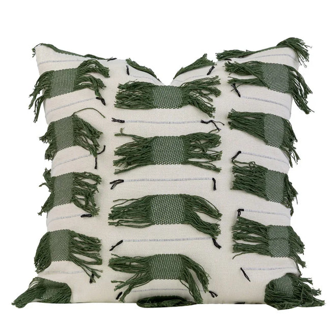 Olive green textured throw pillow cover from The Finishing Touch Decor, 45x45cm, contemporary design for home decor.