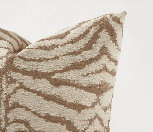 Animal Print Striped Oat Color Throw Pillow Covers - The Finishing Touch Decor