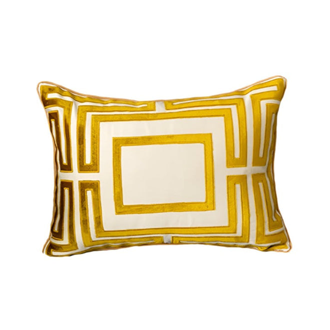 Modern Gold Geometric Velvet & Satin Throw Pillow Cover - The Finishing Touch Decor