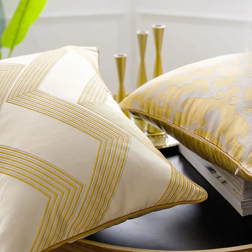 Modern Gold Geometric Velvet & Satin Throw Pillow Cover - The Finishing Touch Decor
