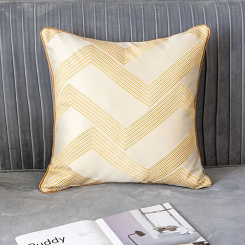 Modern Gold Geometric Velvet & Satin Throw Pillow Cover - The Finishing Touch Decor