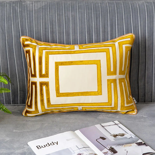 Modern Gold Geometric Velvet & Satin Throw Pillow Cover - The Finishing Touch Decor
