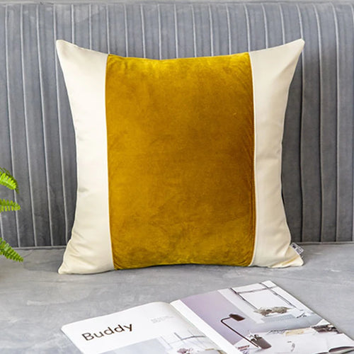 Modern Gold Geometric Velvet & Satin Throw Pillow Cover - The Finishing Touch Decor