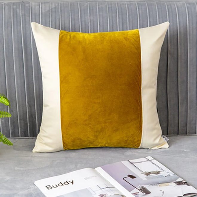 Modern Gold Geometric Velvet & Satin Throw Pillow Cover - The Finishing Touch Decor