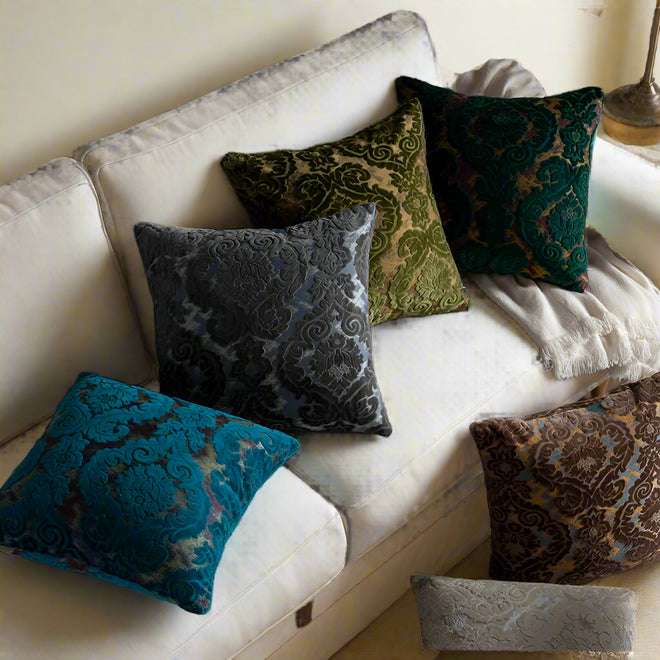 Baroque Style Damask Velvet Throw Pillow Covers - The Finishing Touch Decor