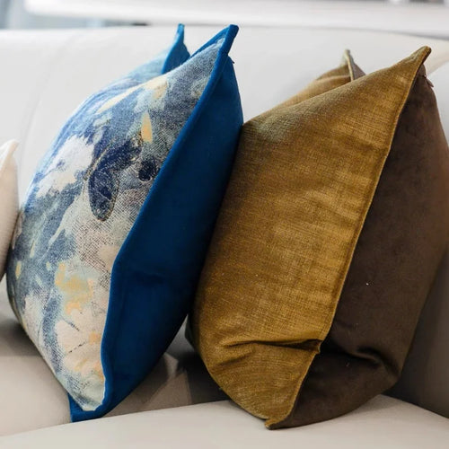 Goldenrod Yellow & Blue Flora Throw Pillow Covers - The Finishing Touch Decor