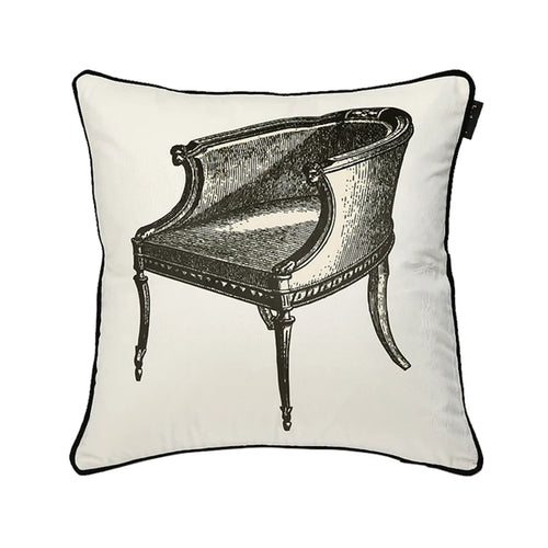 White Victorian Chaise Print Velvet Throw Pillow Cover - The Finishing Touch Decor