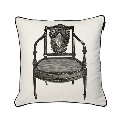 White Victorian Chaise Print Velvet Throw Pillow Cover - The Finishing Touch Decor