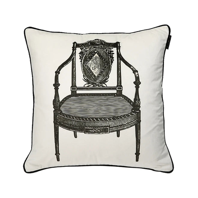 White Victorian Chaise Print Velvet Throw Pillow Cover - The Finishing Touch Decor