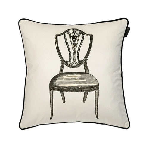 White Victorian Chaise Print Velvet Throw Pillow Cover - The Finishing Touch Decor