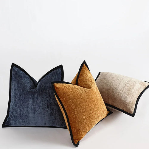 Classic Black Border Thick Chenille Throw Pillows - The Finishing Touch Decor