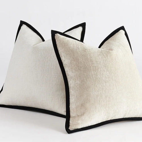 Classic Black Border Thick Chenille Throw Pillows - The Finishing Touch Decor