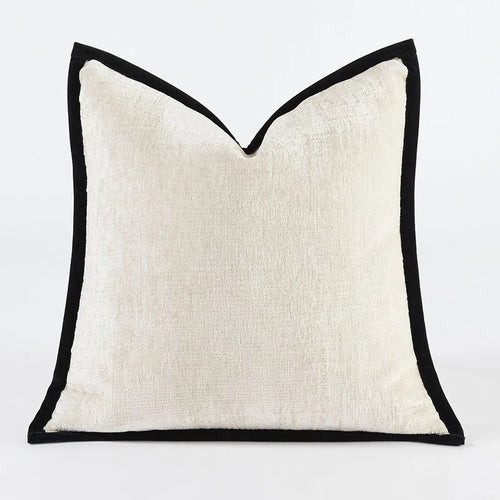 Classic Black Border Thick Chenille Throw Pillows - The Finishing Touch Decor