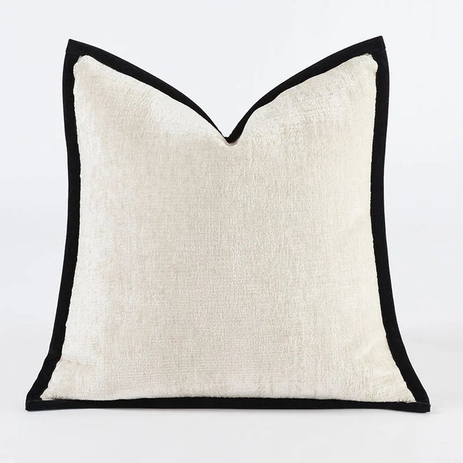 Classic Black Border Thick Chenille Throw Pillows - The Finishing Touch Decor