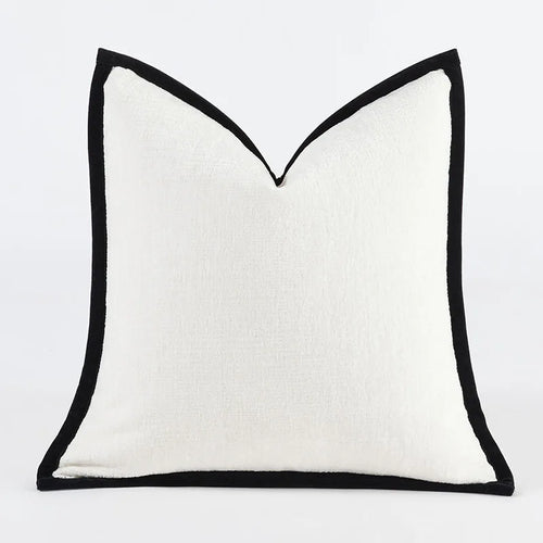 Classic Black Border Thick Chenille Throw Pillows - The Finishing Touch Decor