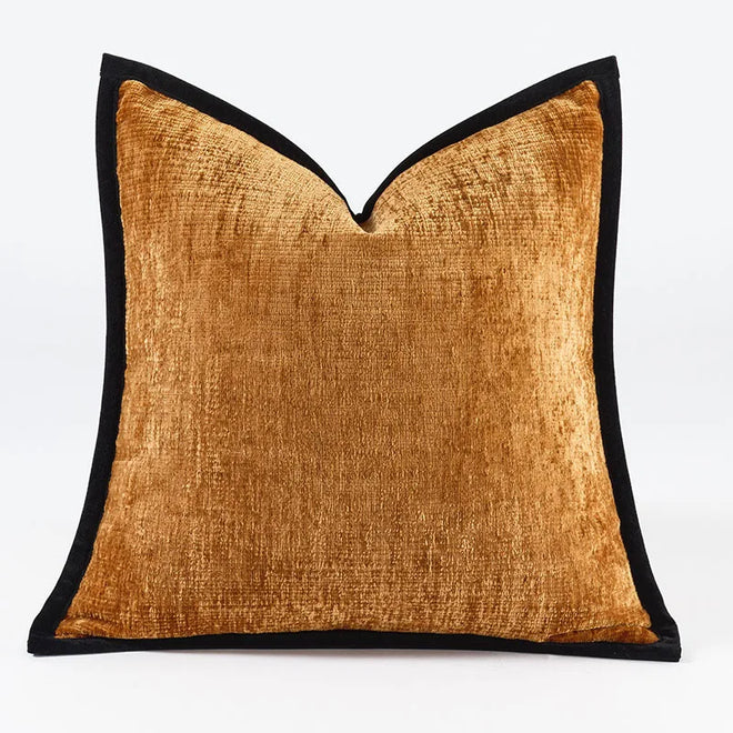 Classic Black Border Thick Chenille Throw Pillows - The Finishing Touch Decor