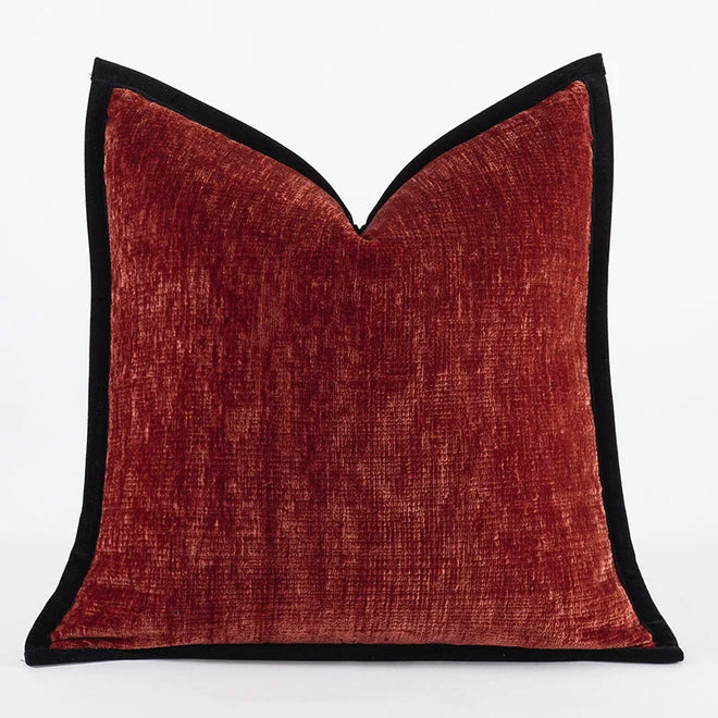 Classic Black Border Thick Chenille Throw Pillows - The Finishing Touch Decor