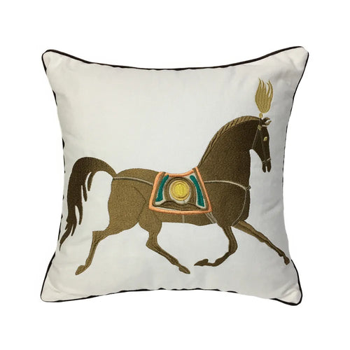 Embroidered Horse Designer Throw Pillow Covers - The Finishing Touch Decor