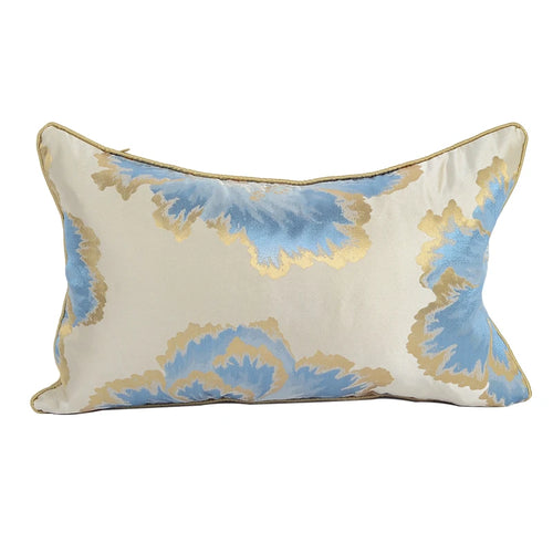 Champagne Blue Floral Satin Oriental Throw Pillow Cover - The Finishing Touch Decor