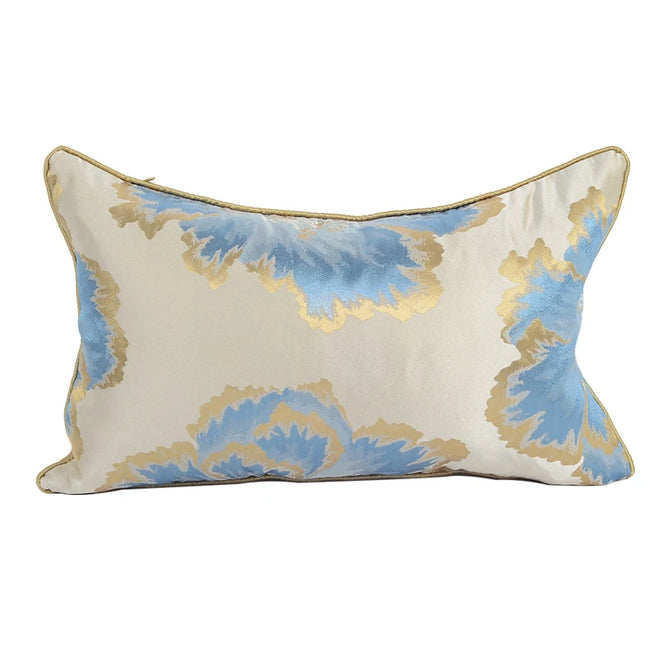 Champagne Blue Floral Satin Oriental Throw Pillow Cover - The Finishing Touch Decor