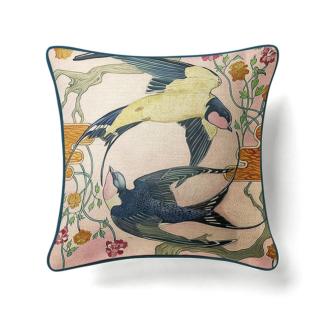 Eclectic Swallows and Horses Animal Motif Throw Pillow Covers - The Finishing Touch Decor