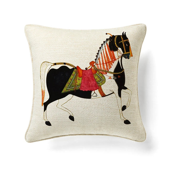 Eclectic Swallows and Horses Animal Motif Throw Pillow Covers - The Finishing Touch Decor