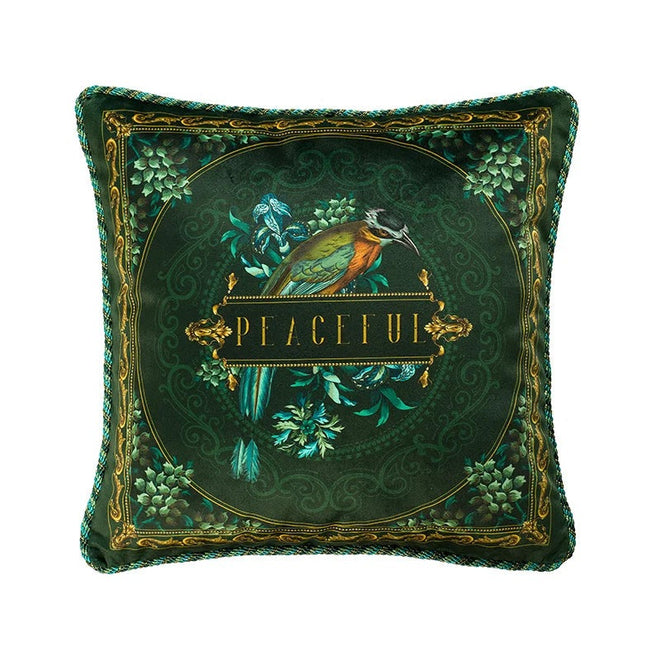 Embroidered Golden Leopard Green Velvet Throw Pillow Covers - The Finishing Touch Decor