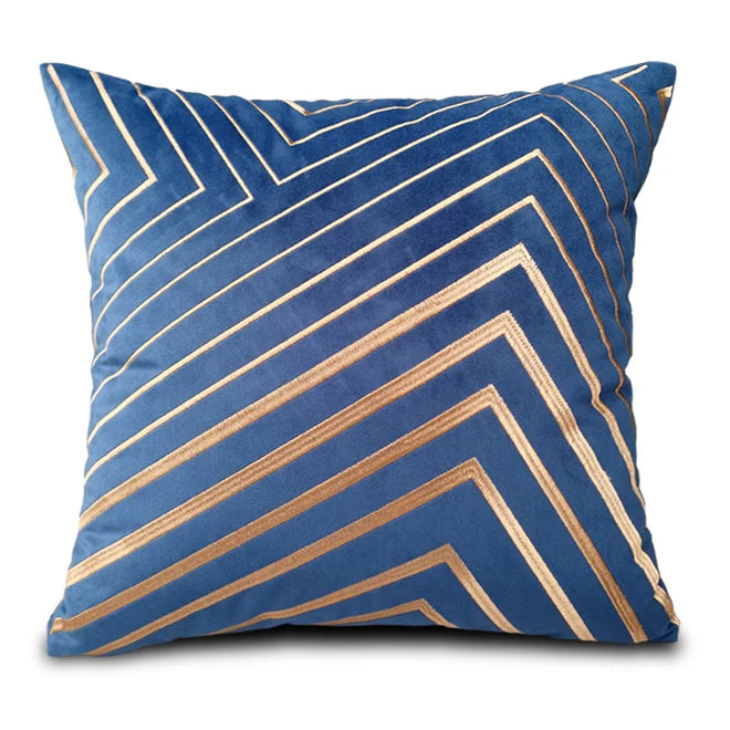 Geometric Gold Lines Velvet Striped Throw Pillows - The Finishing Touch Decor