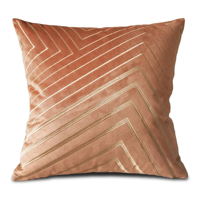 Geometric Gold Lines Velvet Striped Throw Pillows - The Finishing Touch Decor