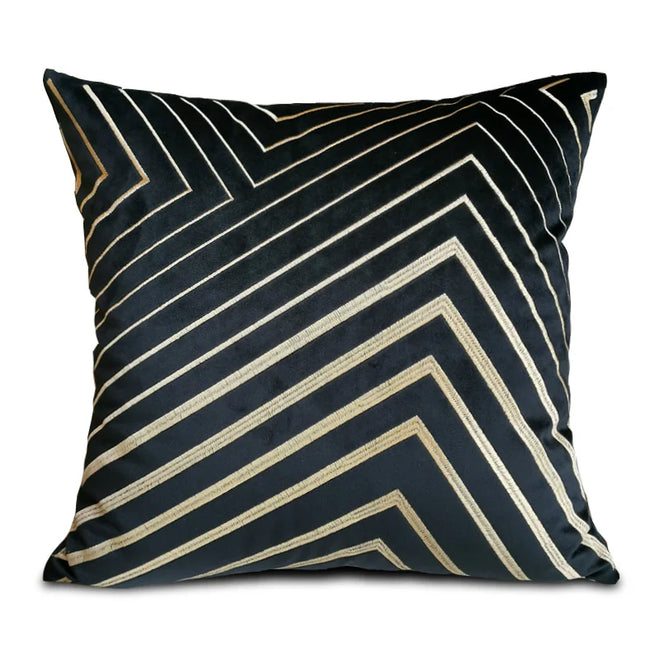 Geometric Gold Lines Velvet Striped Throw Pillows - The Finishing Touch Decor